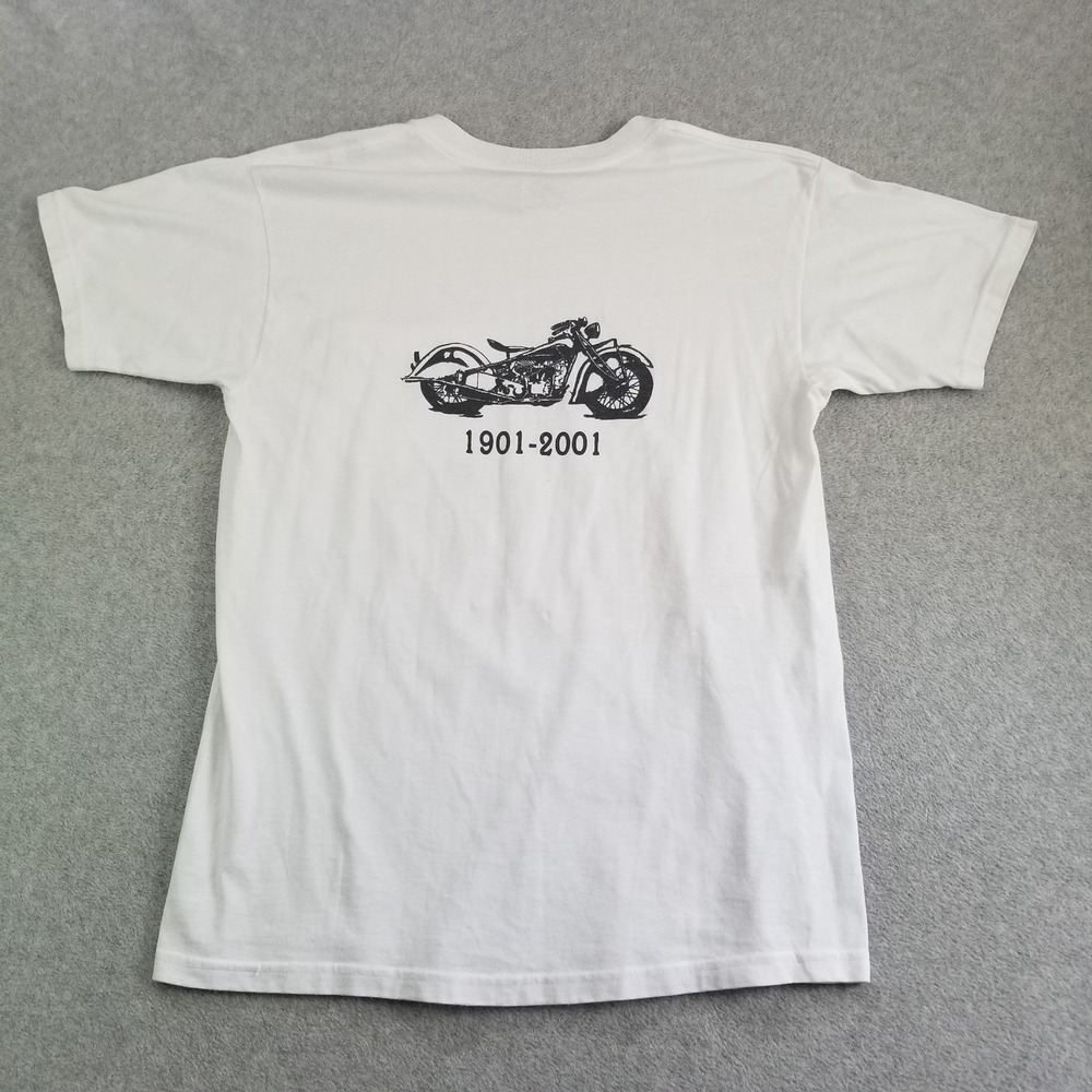 Vintage Indian Motorcycle Shirt Mens Large White Pocket Centennial Graphic Y2K